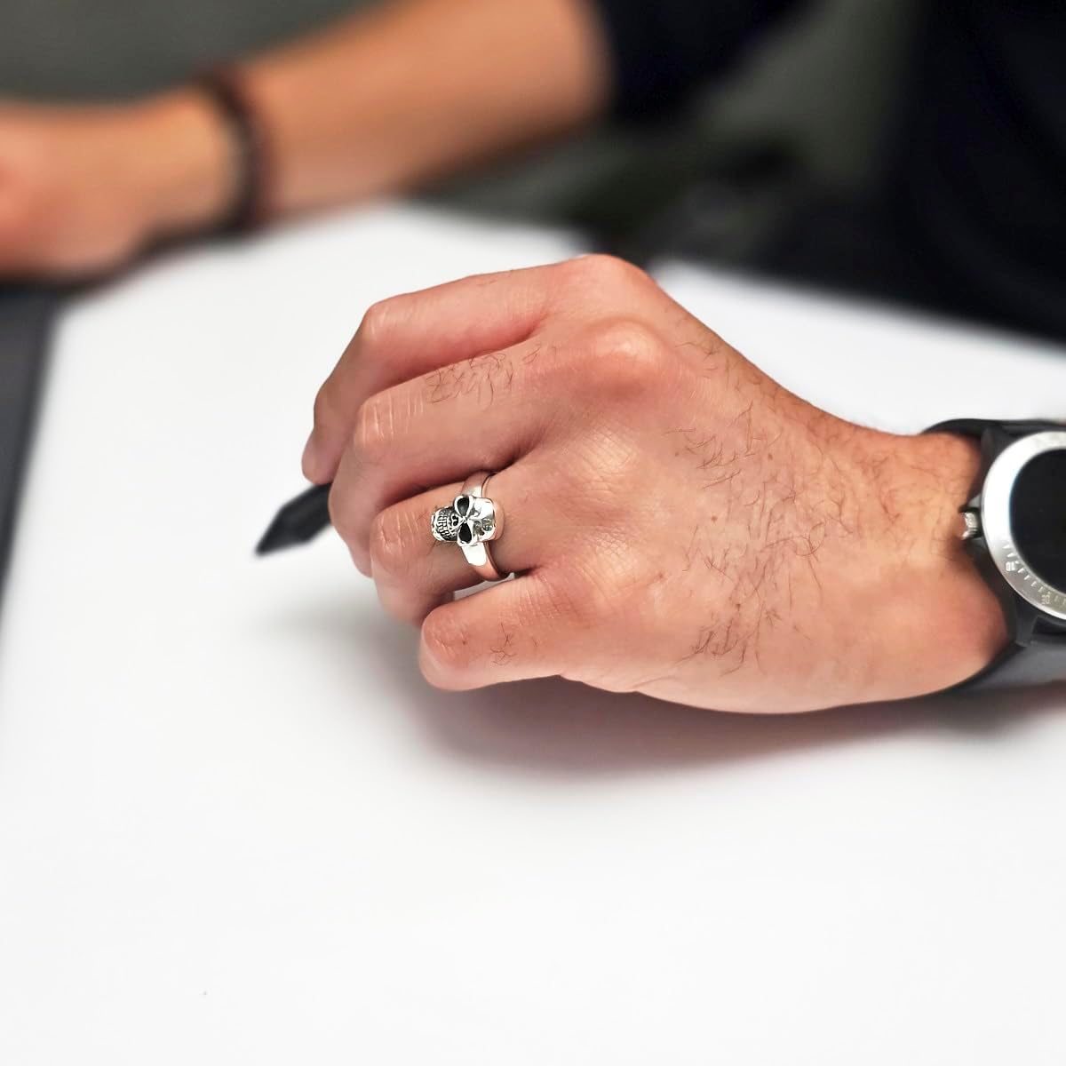 925 Sterling Silver Band Skull Polished Ring for Men and Women Size: 8, 9, 10, 11, 12, 13 and 14