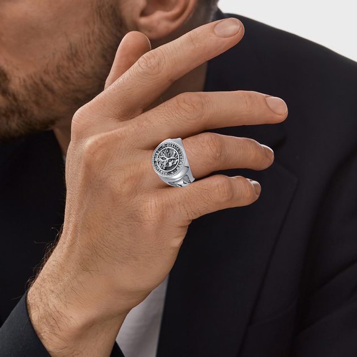 SIMONLY Memento Mori Ring for Men Amulet Jewelry Gifts Size 9-12