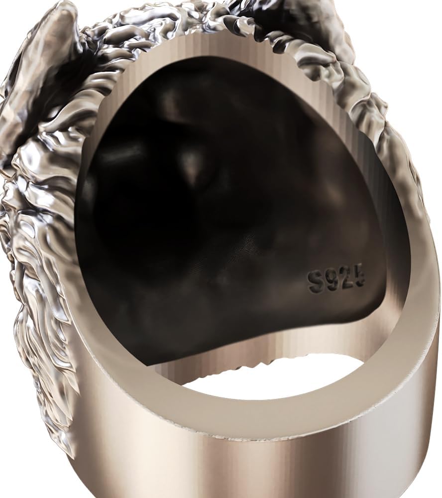 Bold Wolf Head 925 Sterling Silver Ring for Men - Biker Punk Rock Statement Jewelry ZSJ323