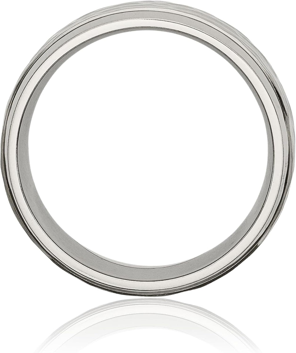 IceCarats Titanium Hammered 8mm Edge Wedding Band Ring