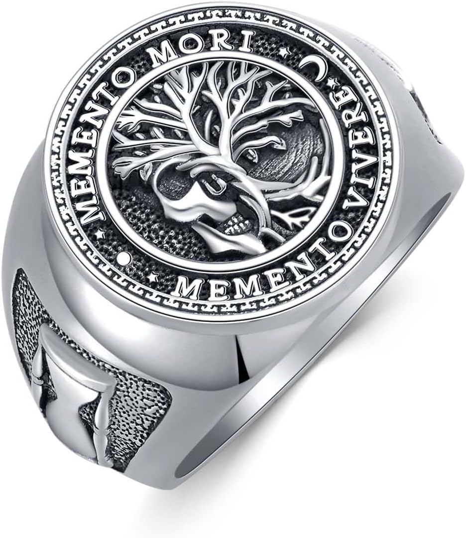 SIMONLY Memento Mori Ring for Men Amulet Jewelry Gifts Size 9-12