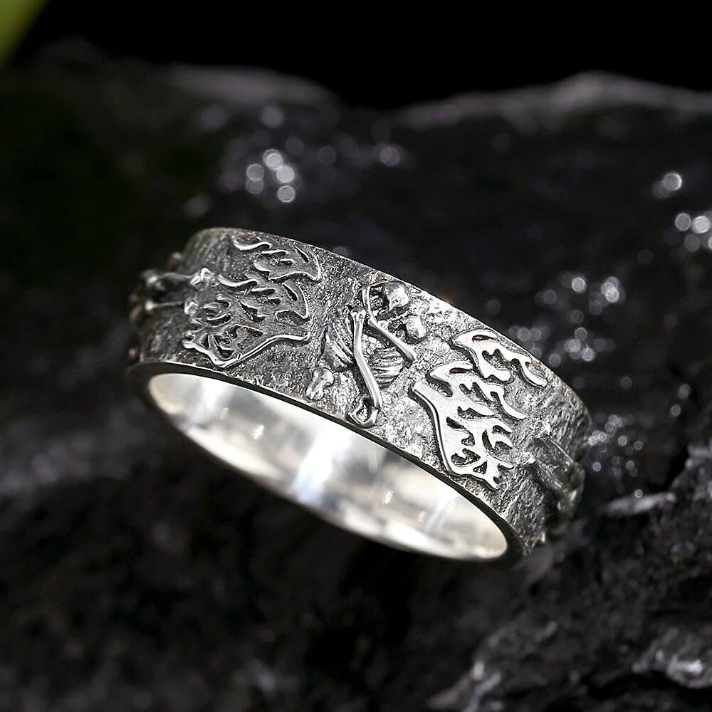 Till Death Skull Rings - Promise Rings For Him - 925 Sterling Sliver Skull Rings For Men - Couples engagement Rings