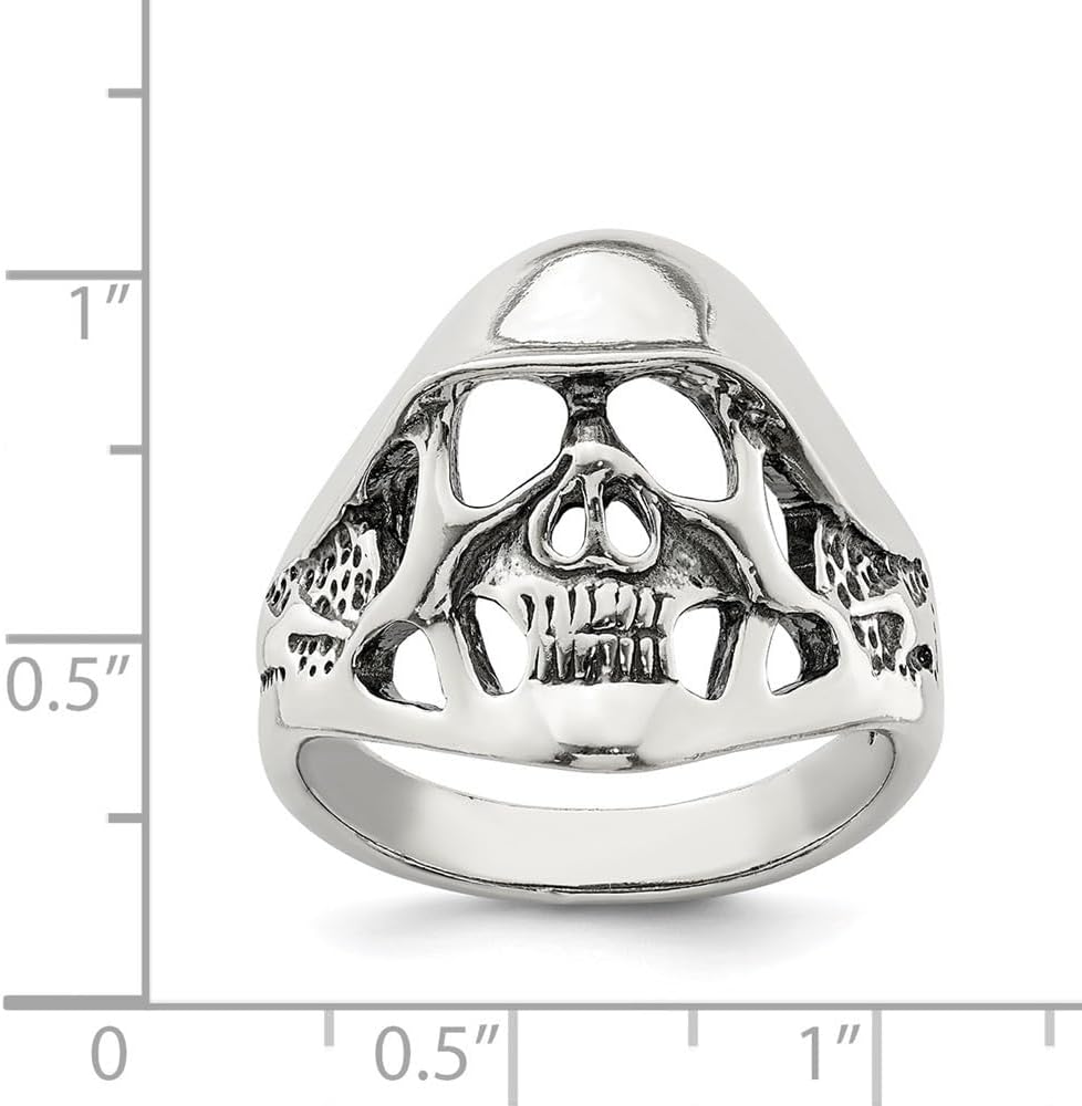 Diamond2Deal 925 Sterling Silver Antiqued Skull Ring