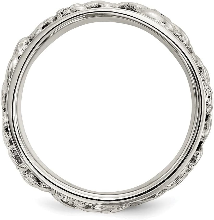 Diamond2Deal Solid 925 Sterling Silver Polished Spinning Center Antiqued Skull Ring