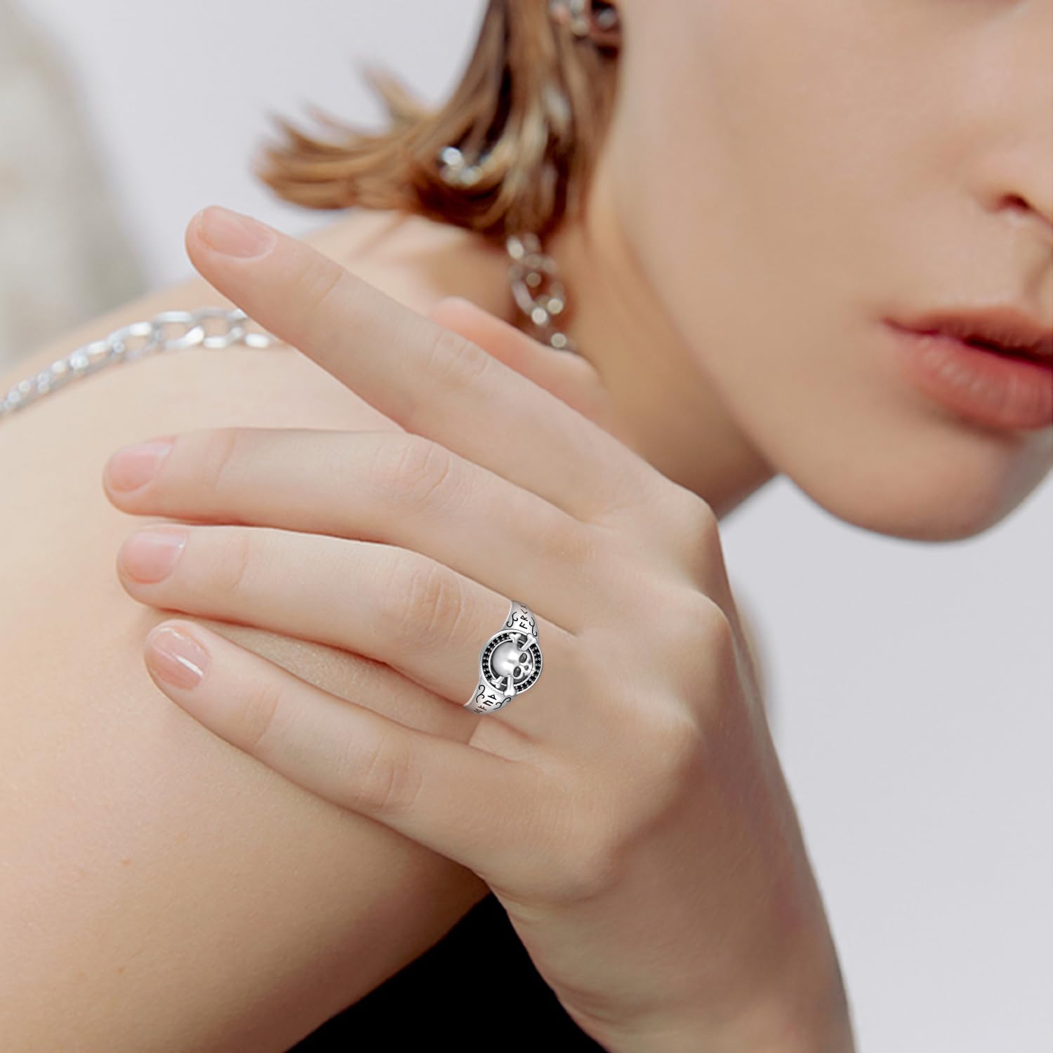 Skull Ring 925 Sterling Silver Viking Skull Ring Skull Jewelry Gifts for Women Men