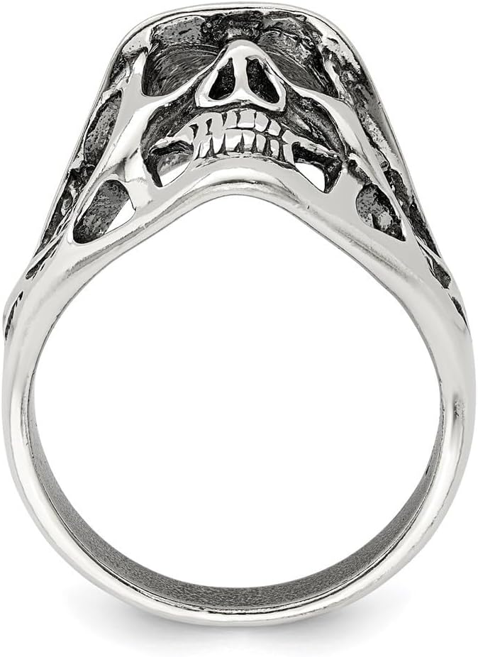 Diamond2Deal 925 Sterling Silver Antiqued Skull Ring