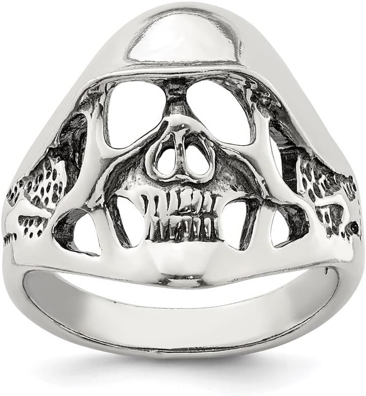 Diamond2Deal 925 Sterling Silver Antiqued Skull Ring