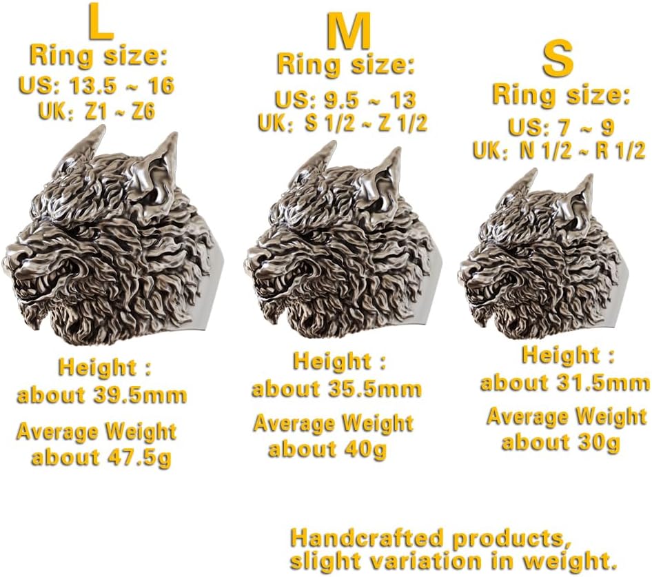Bold Wolf Head 925 Sterling Silver Ring for Men - Biker Punk Rock Statement Jewelry ZSJ323