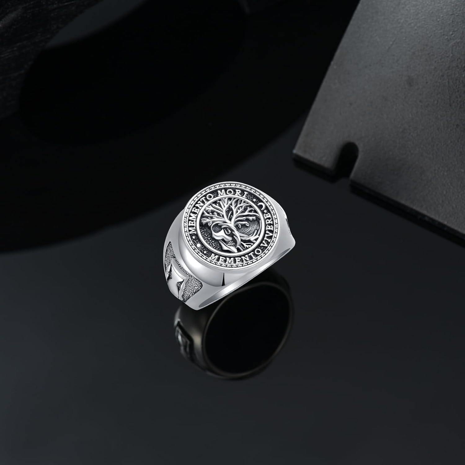 SIMONLY Memento Mori Ring for Men Amulet Jewelry Gifts Size 9-12