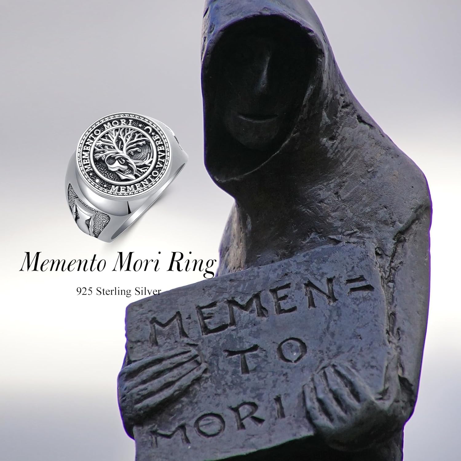 SIMONLY Memento Mori Ring for Men Amulet Jewelry Gifts Size 9-12