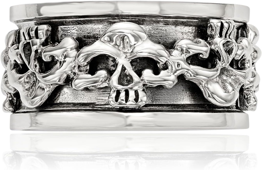 IceCarats 925 Sterling Silver Spinning Vintage Skull Ring