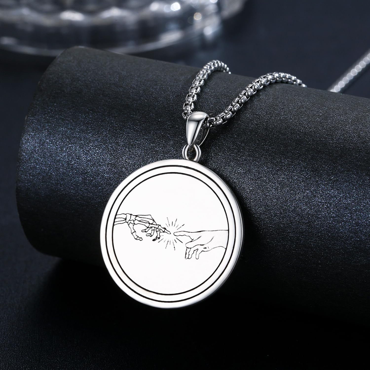 JUSTKIDSTOY Memento Mori Necklace 925 Sterling Silver Marcus Aurelius Skull Pendant Necklace Stoic Reminder Necklace Jewelry Gifts for Men Women