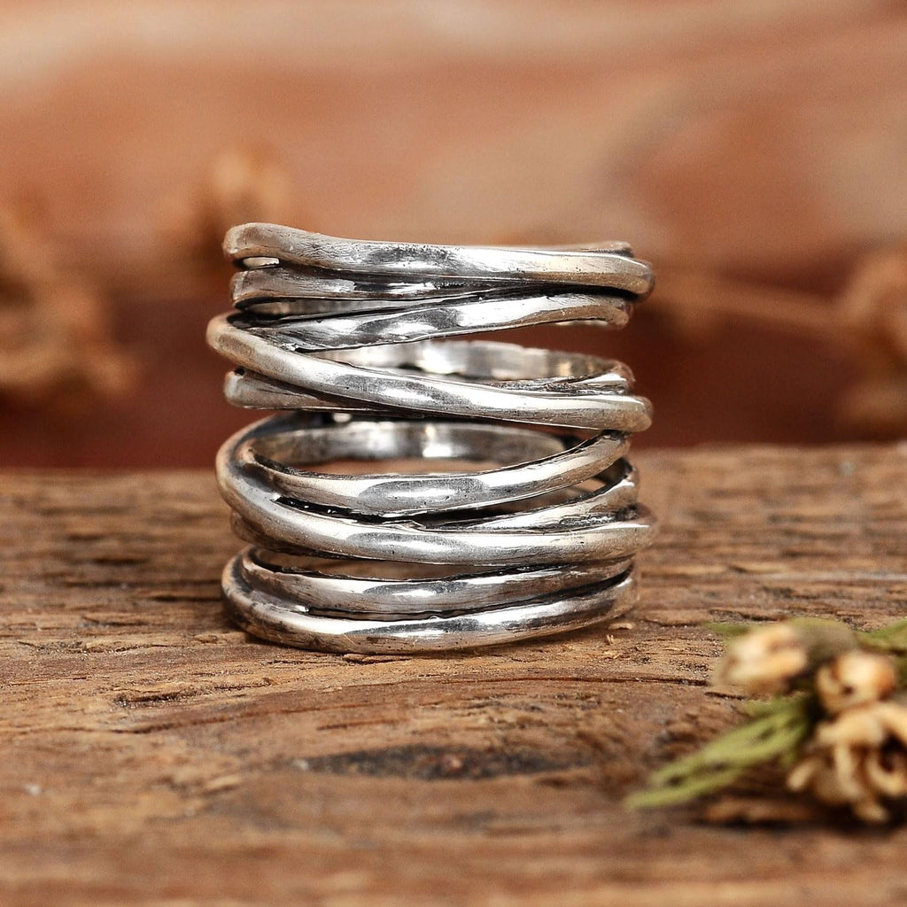 Boho-Magic 925 Sterling Silver Boho Rings for Women – Fashionable Jewelry Set – Unique Stackable Silver Rings Pack for Everyday Style and Fashion