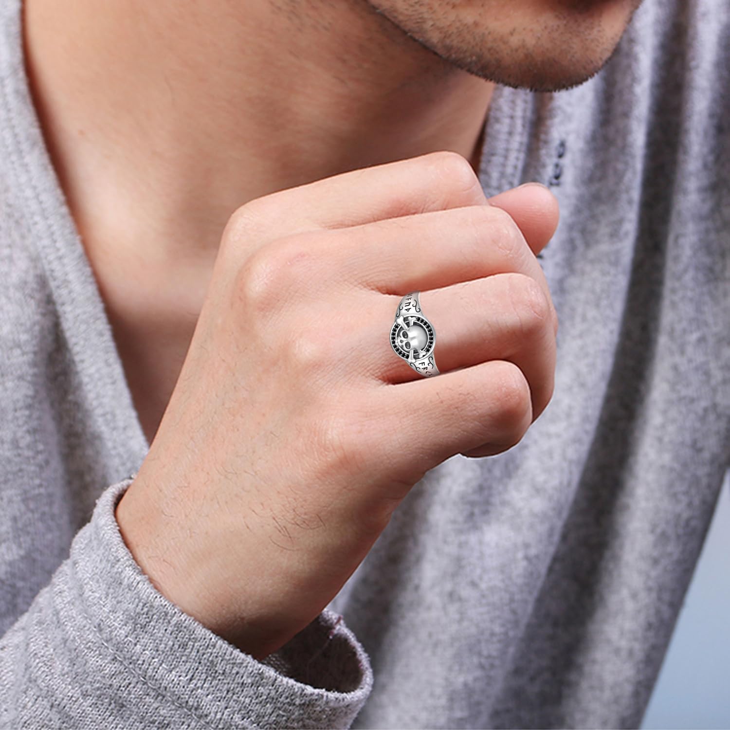 Skull Ring 925 Sterling Silver Viking Skull Ring Skull Jewelry Gifts for Women Men