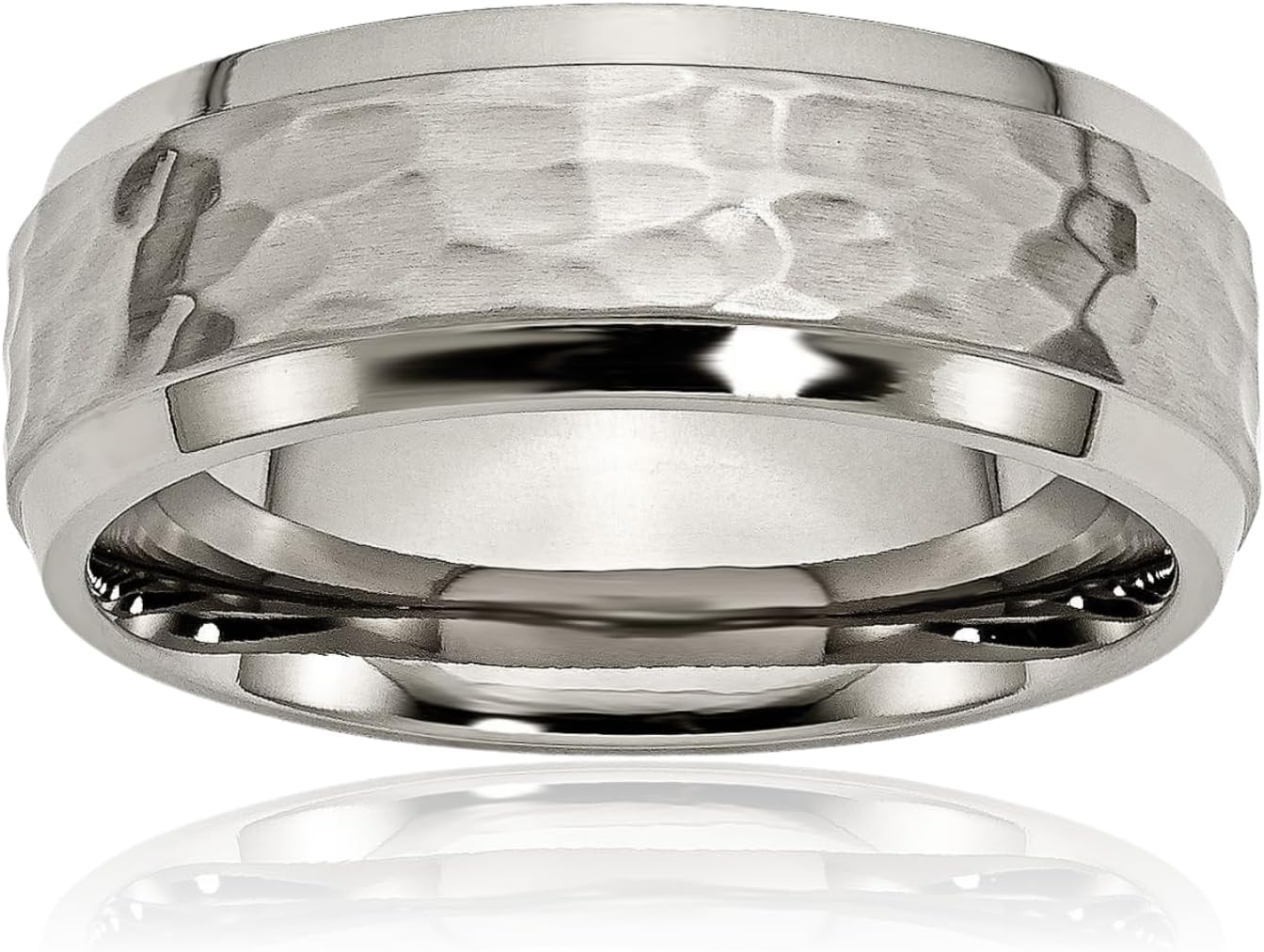 IceCarats Titanium Hammered 8mm Edge Wedding Band Ring