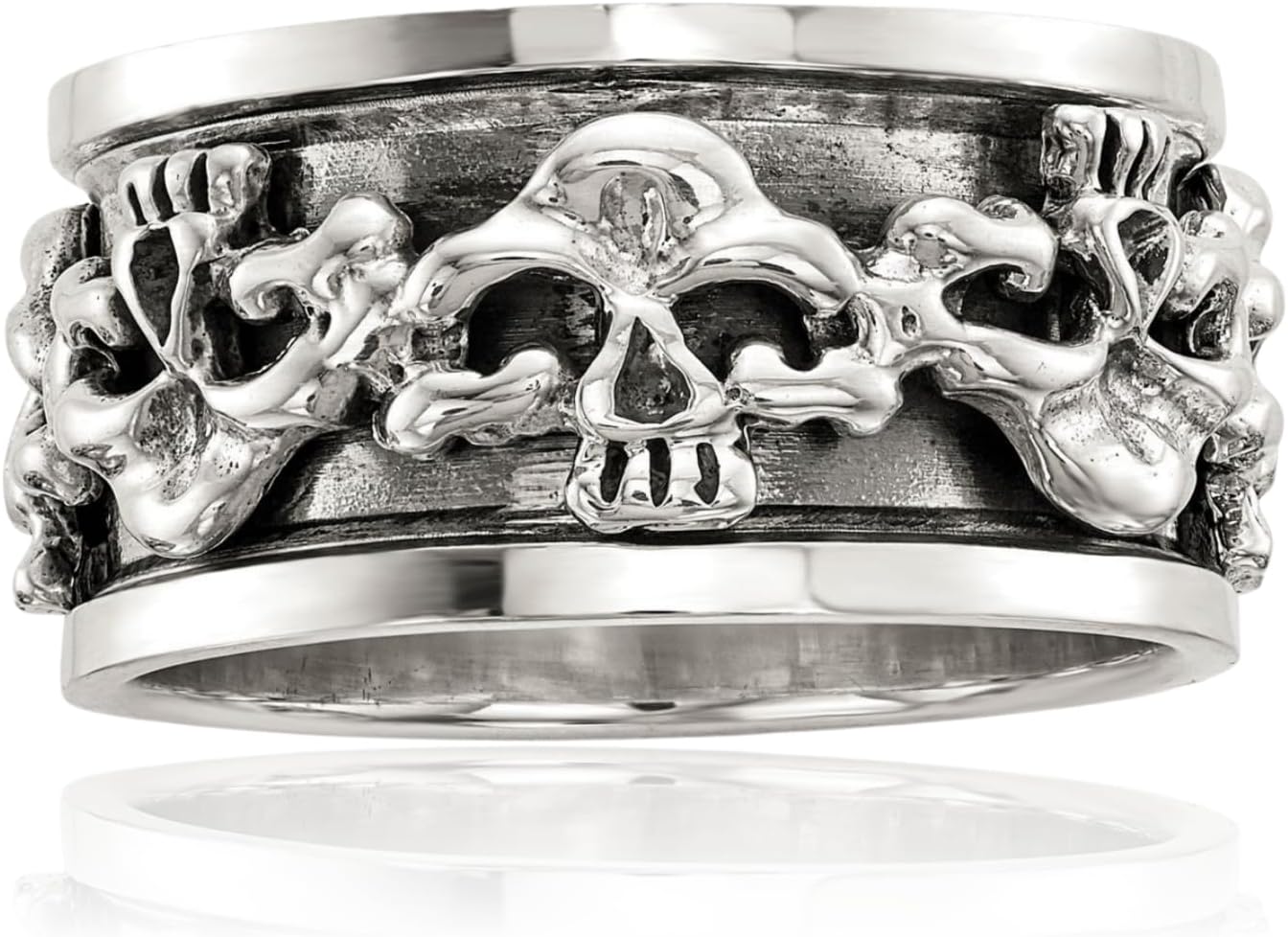 IceCarats 925 Sterling Silver Spinning Vintage Skull Ring