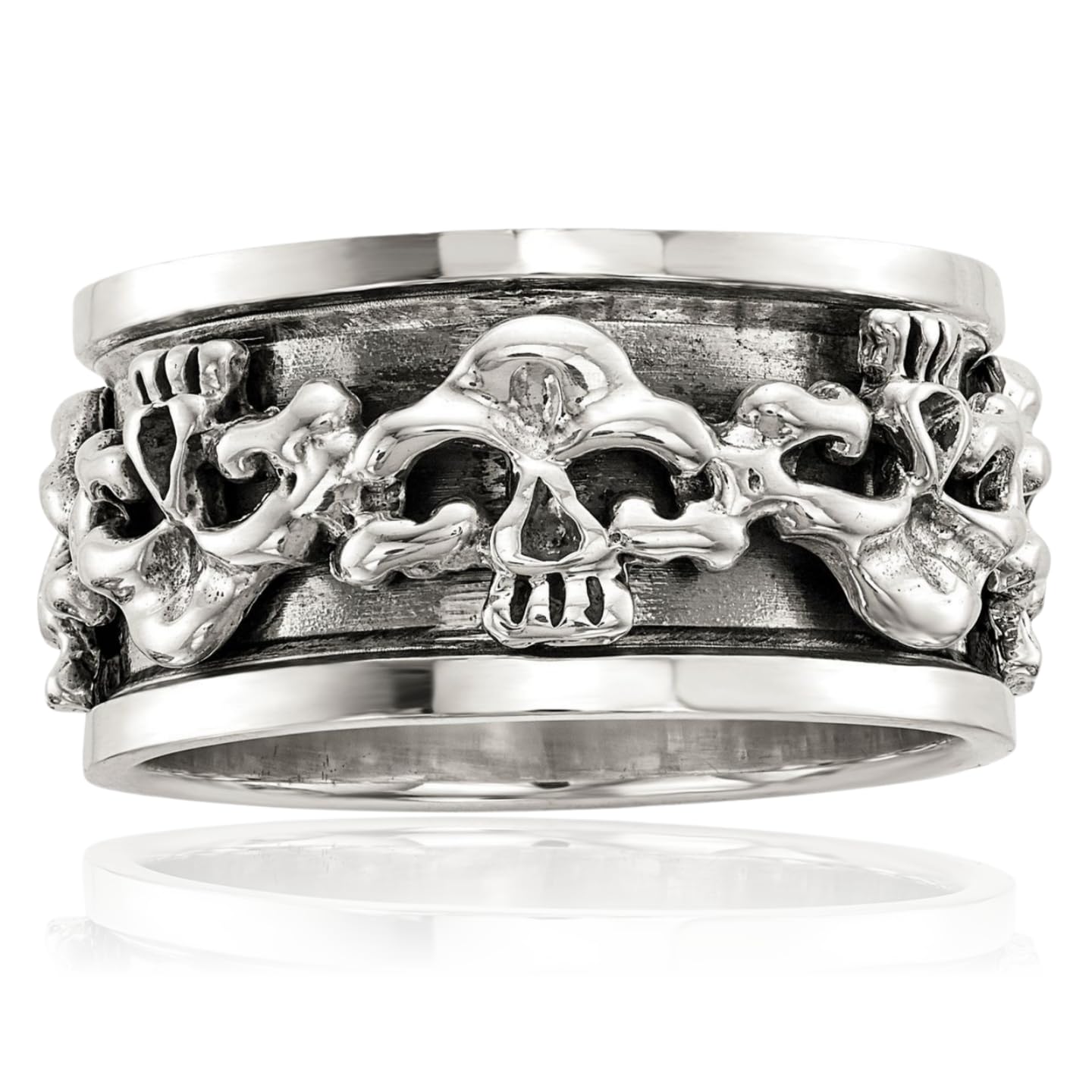 IceCarats 925 Sterling Silver Spinning Vintage Skull Ring