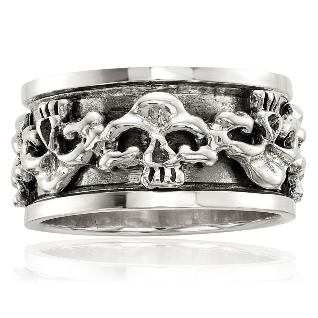 IceCarats 925 Sterling Silver Spinning Vintage Skull Ring