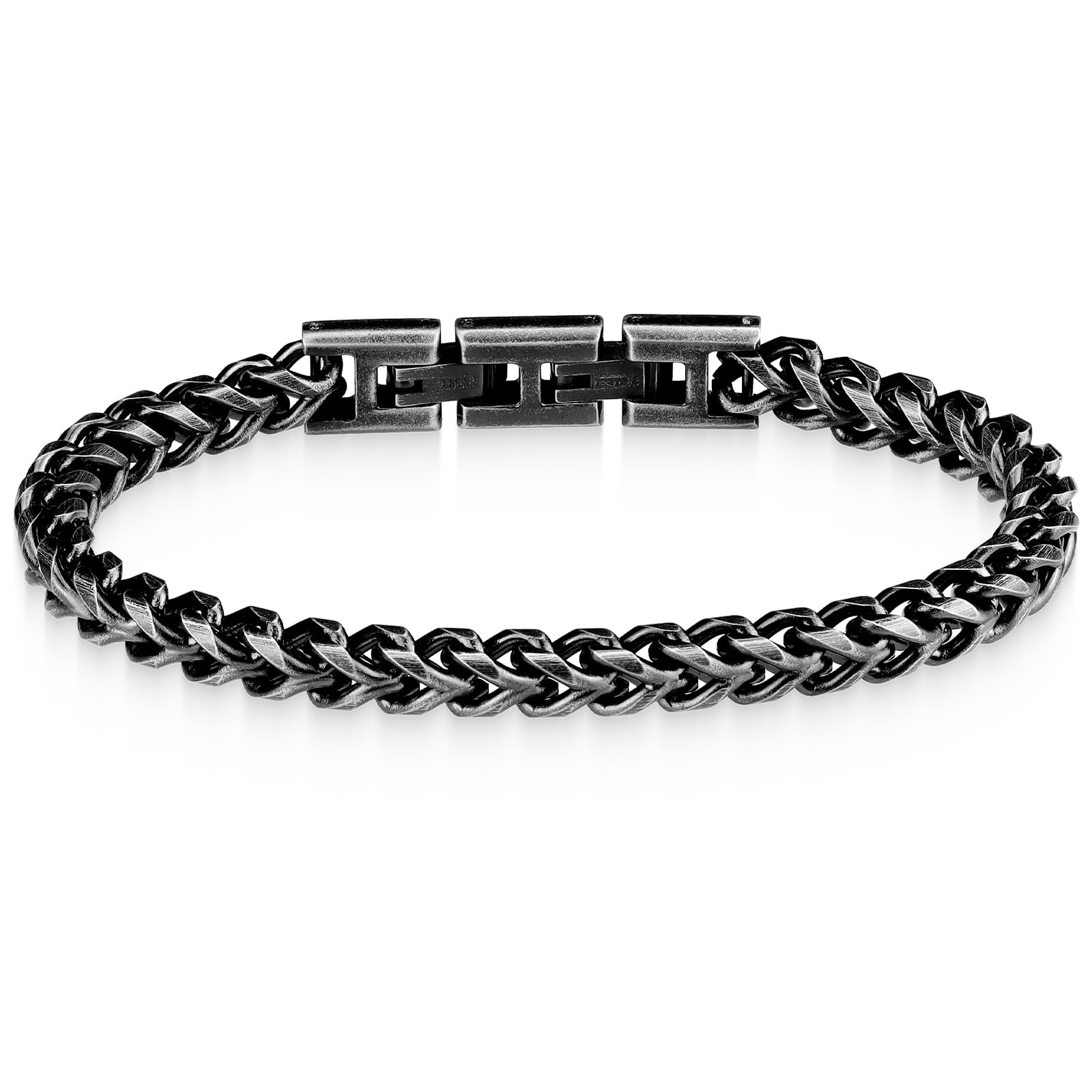 Mens Bracelet - Stainless Steel Fold Over Clasp Franco Chain Bracelets for Men Jewelry Gifts for Dad Grandpa Husband
