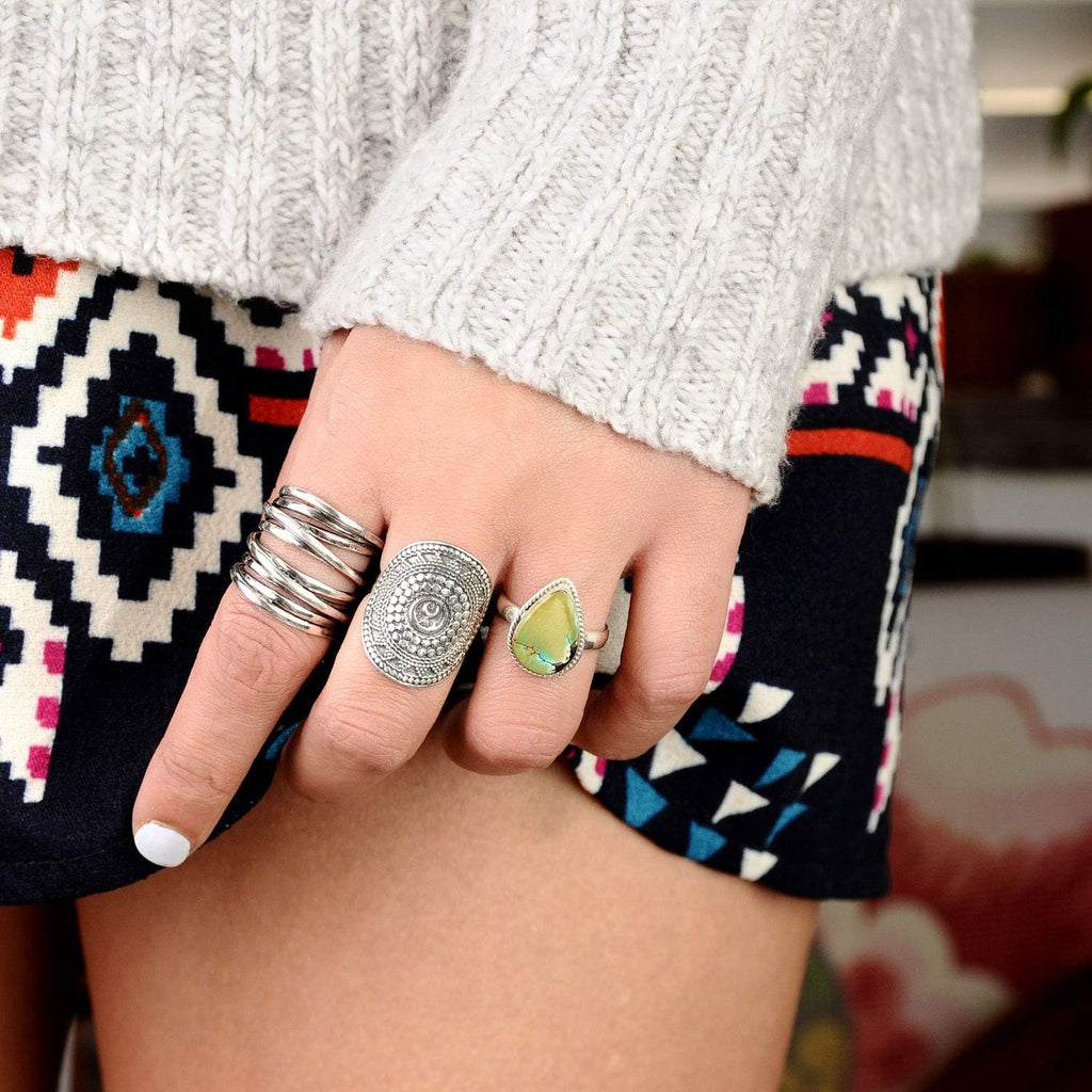 Boho-Magic 925 Sterling Silver Boho Rings for Women – Fashionable Jewelry Set – Unique Stackable Silver Rings Pack for Everyday Style and Fashion